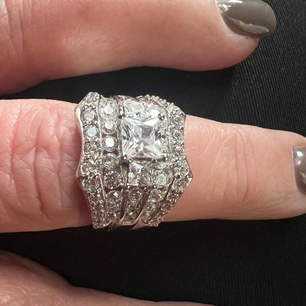 JTV - Bella Luce White Cubic Zirconia Rhodium Over Sterling Silver Ring